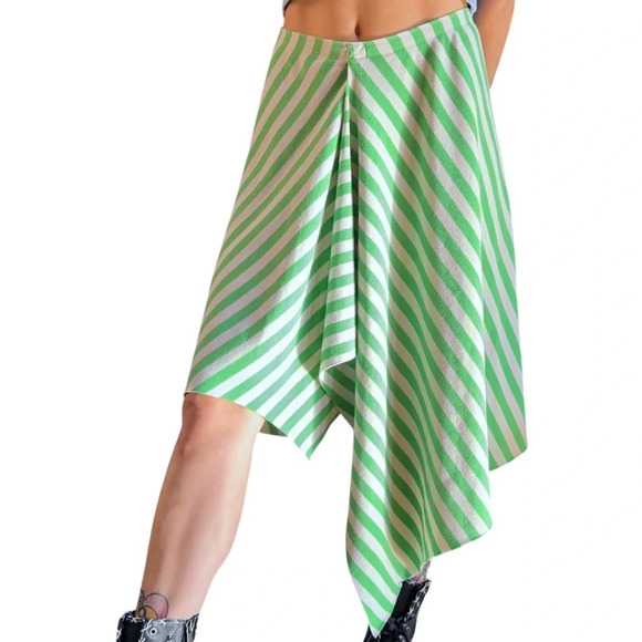 Juicy Couture Dresses & Skirts - Juicy Couture Y2K green white striped asymmetrical cloth skirt Sz Small